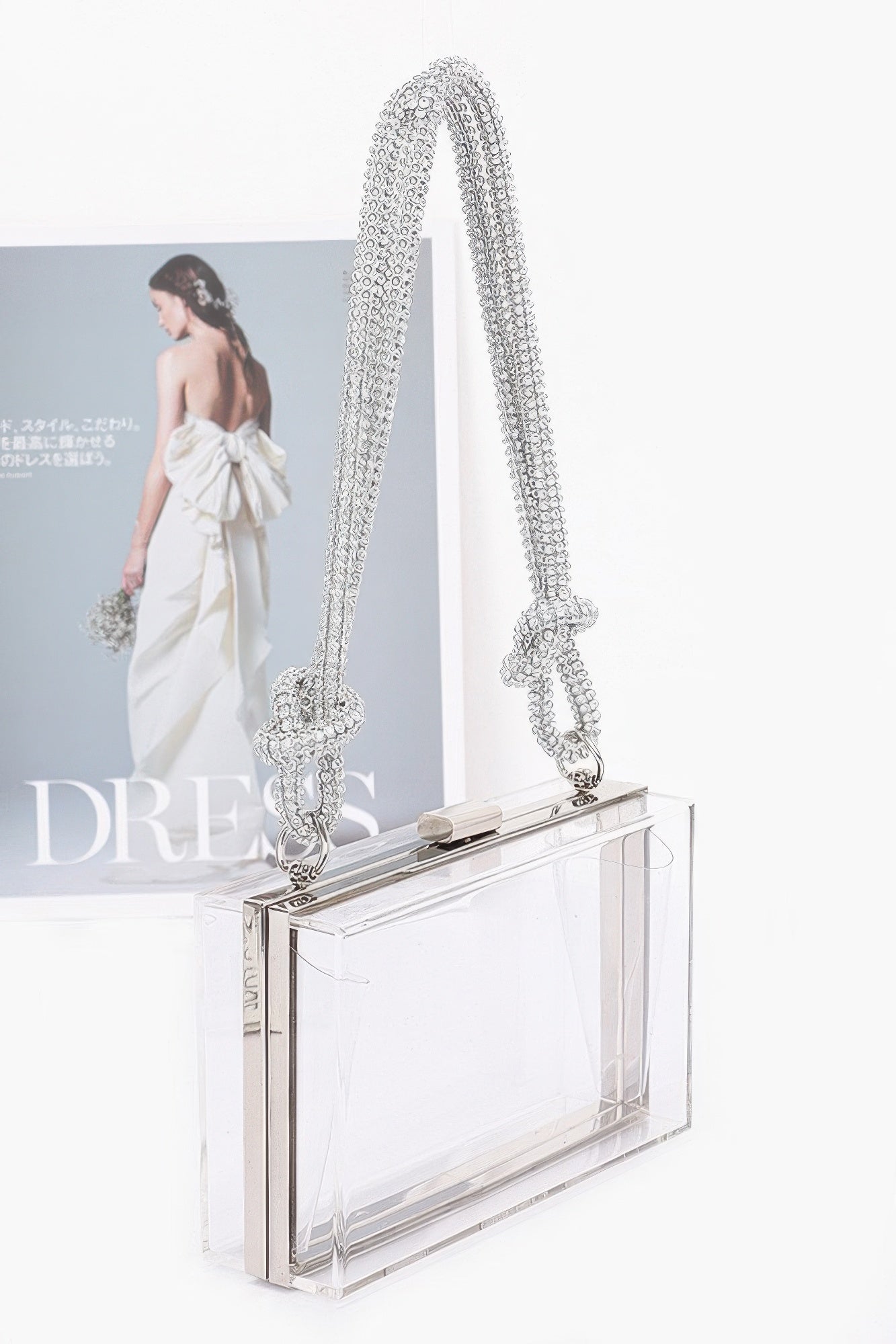 Clear Case Clutch W/rhinestone Handle