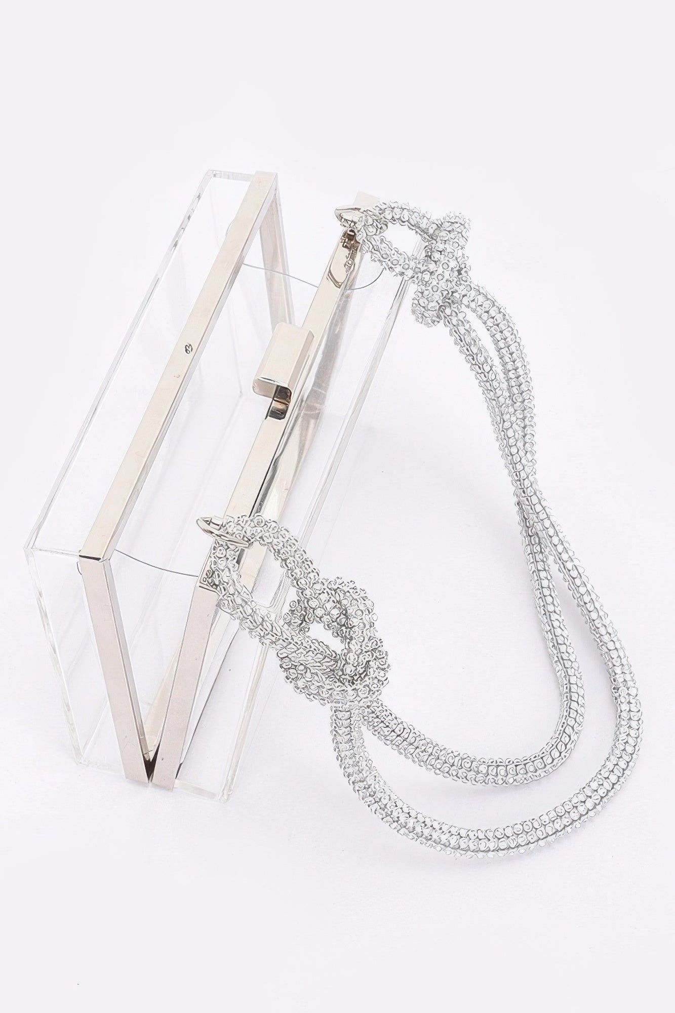 Clear Case Clutch W/rhinestone Handle
