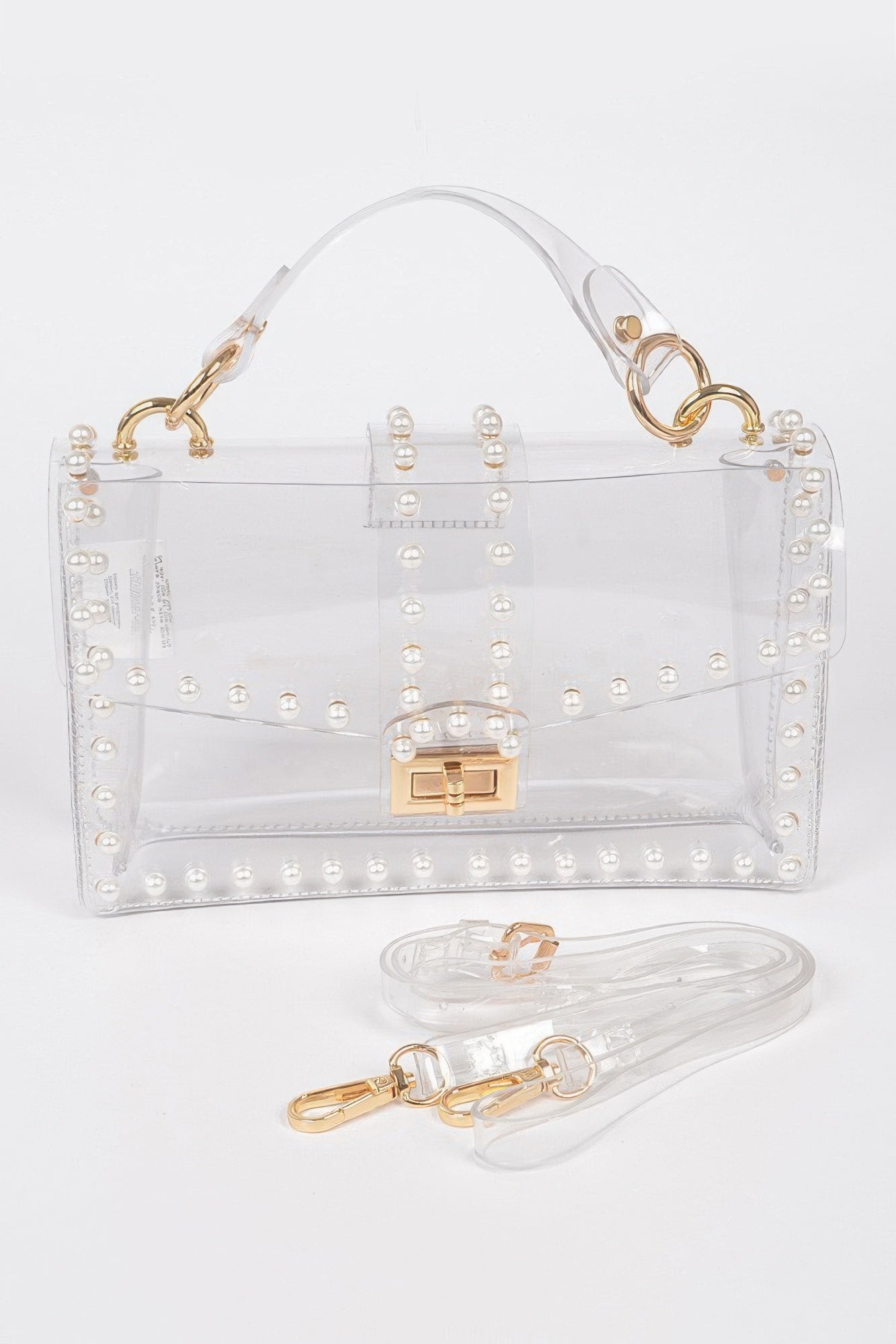 Transparent Clutch W/faux Pearl