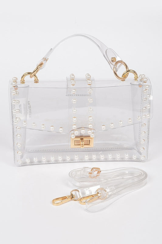 Transparent Clutch W/faux Pearl
