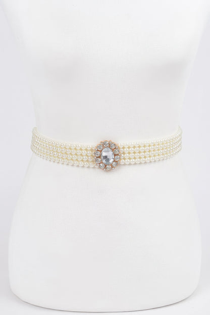 Faux Pearl Stretch Belt