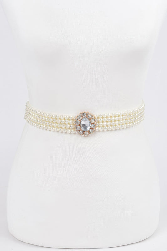 Faux Pearl Stretch Belt