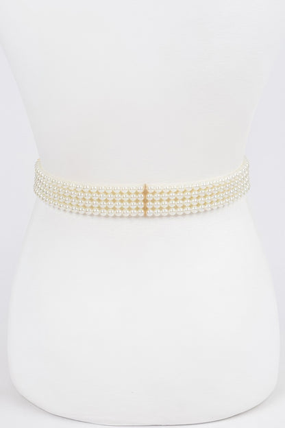 Faux Pearl Stretch Belt
