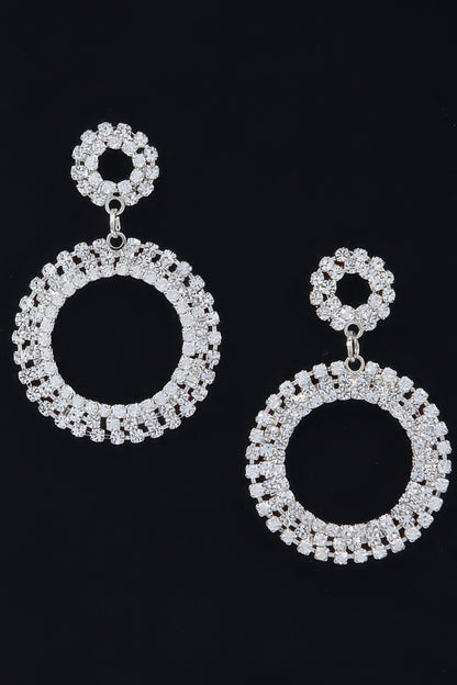 Rhinestone Round Circle Dangle Earring