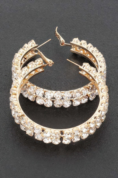 Double Layered Rhinestones Hoops