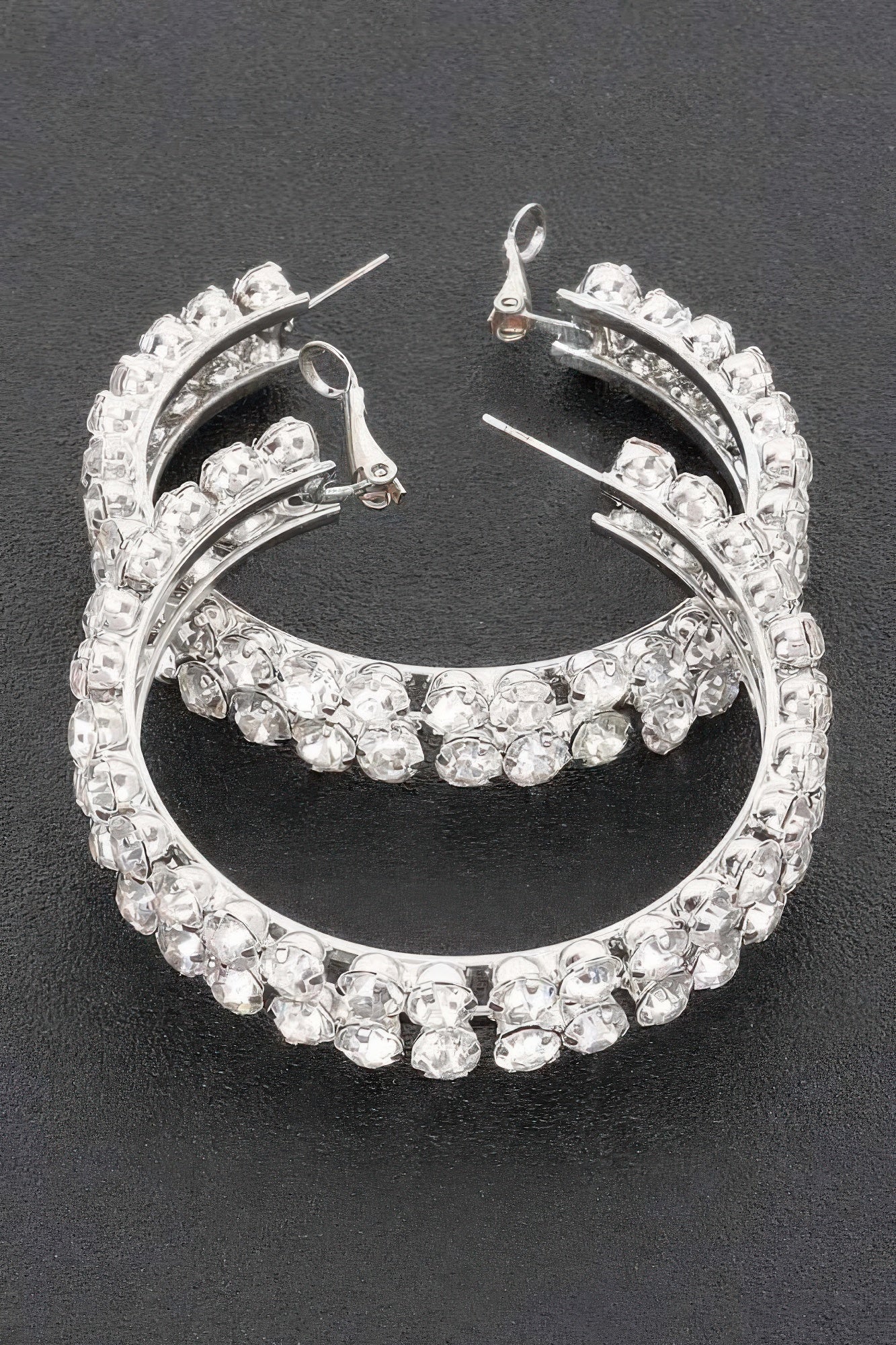 Double Layered Rhinestones Hoops