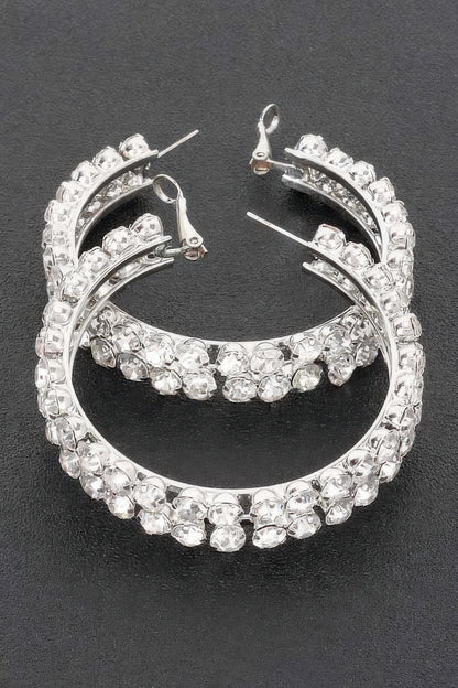 Double Layered Rhinestones Hoops