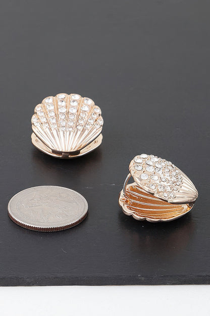 Jeweled Clam Shell Earrings