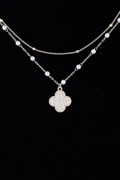 Double Pearled Clover Necklace