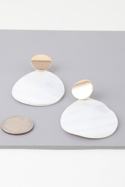 Marbled Stone Oval Earrings