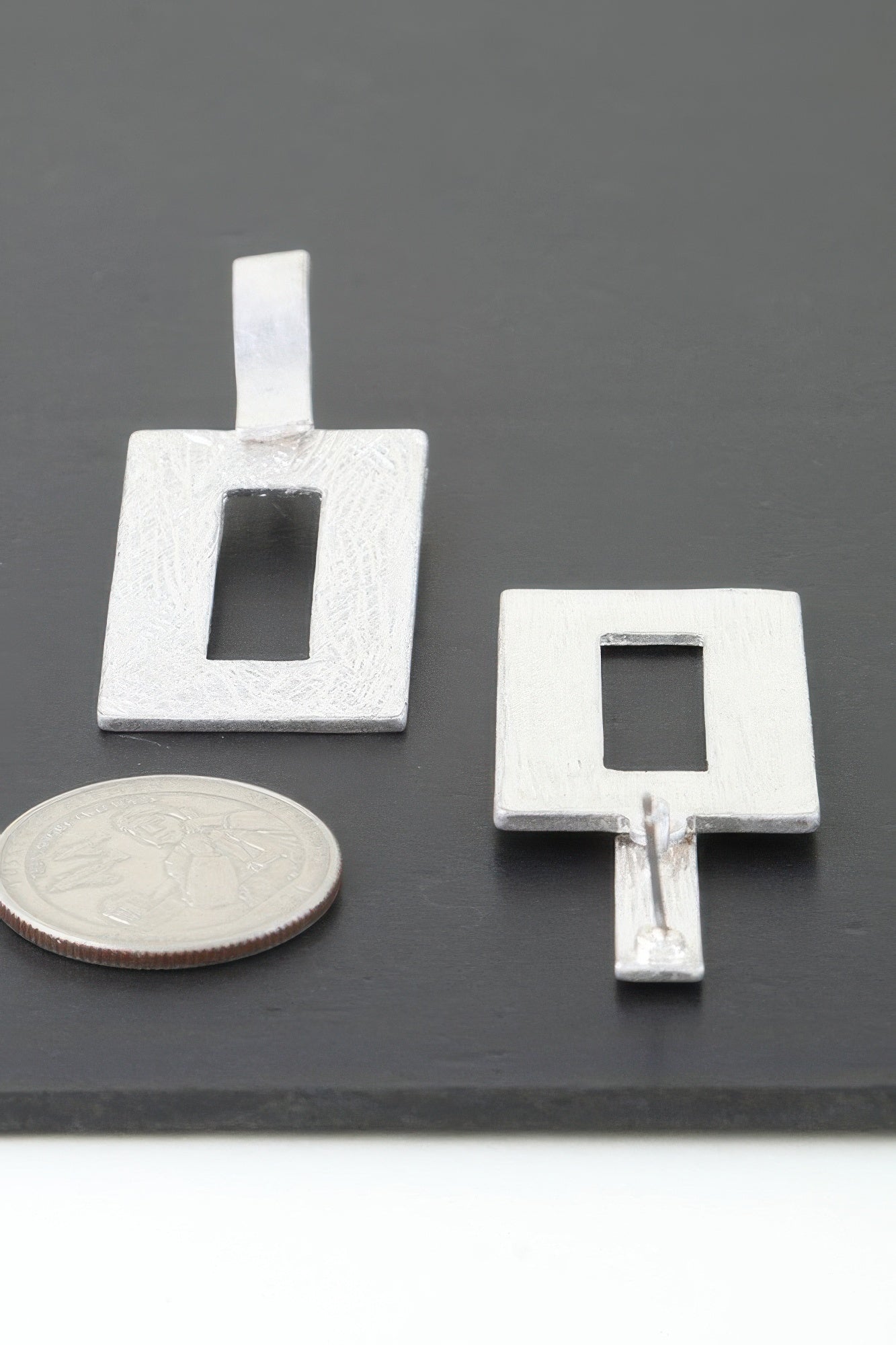 Modern Brushed Frame Earrings