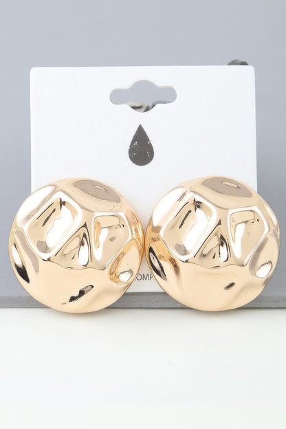 Shiny Hammered Dome Earrings