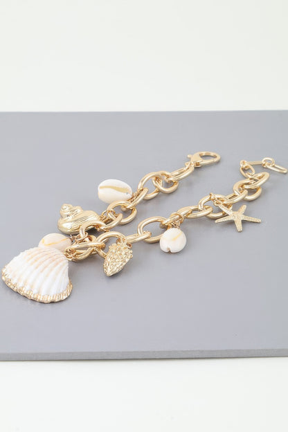 Multi Seashell Charm Chain Bracelet