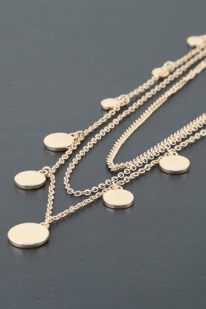 Triple Round Charm Chain Necklace