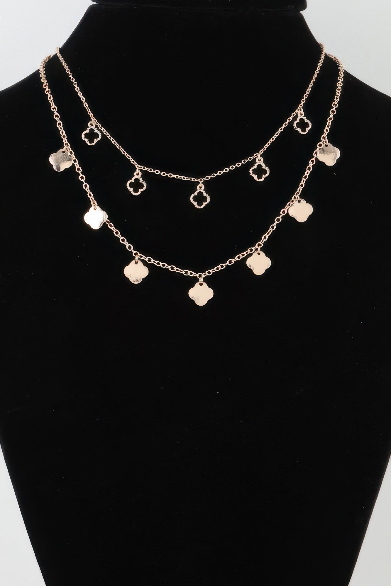 Double Clover Charm Chain Necklace
