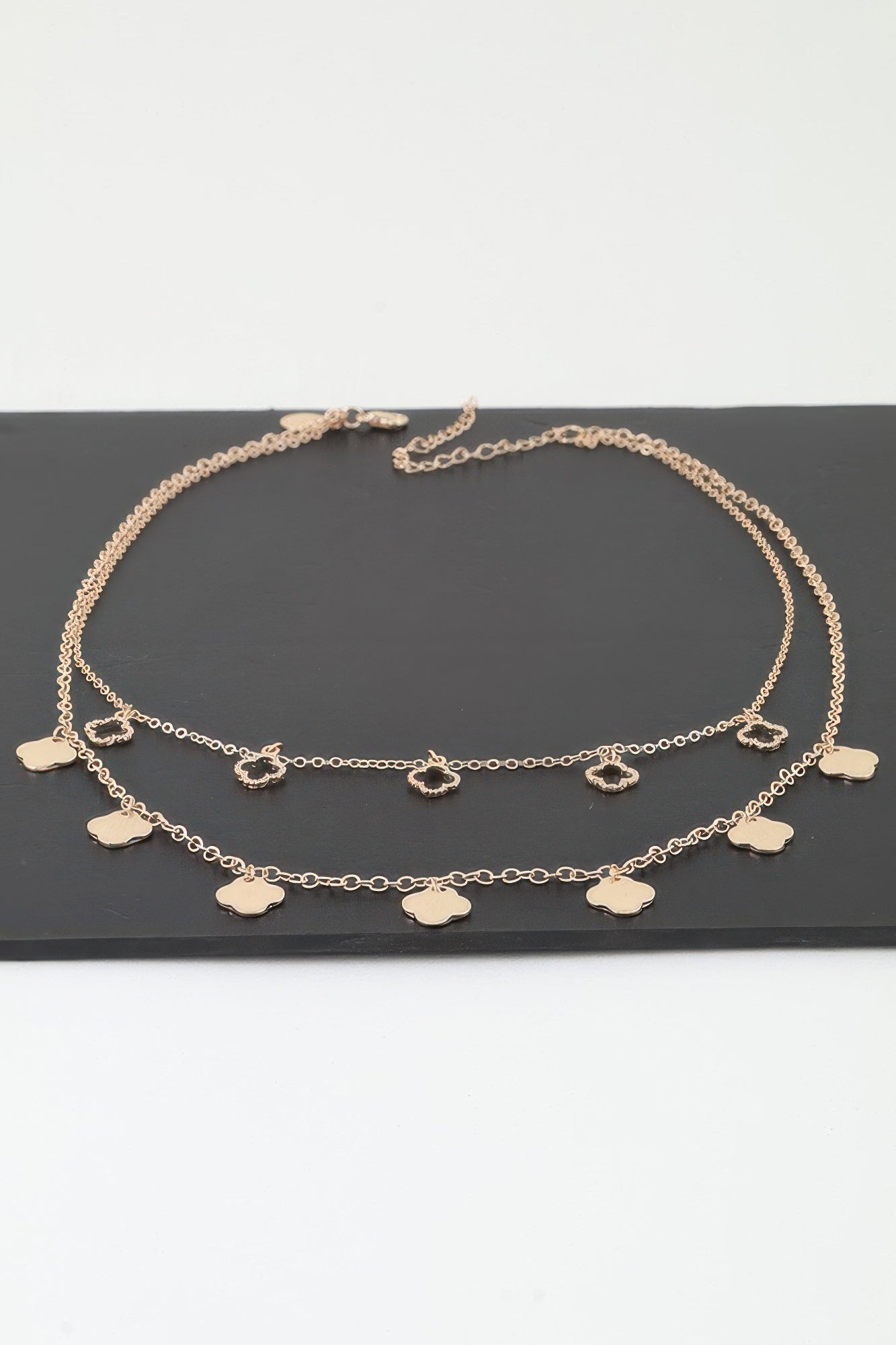 Double Clover Charm Chain Necklace