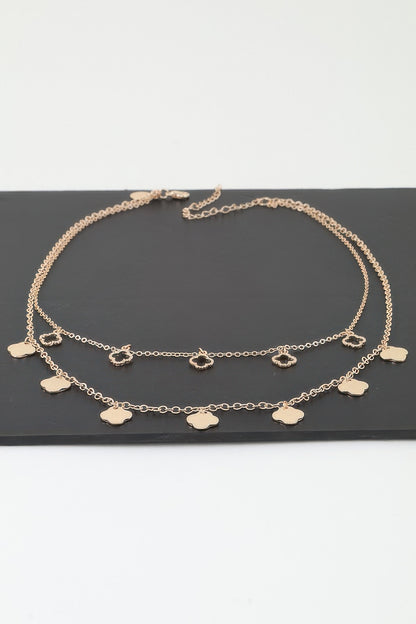 Double Clover Charm Chain Necklace