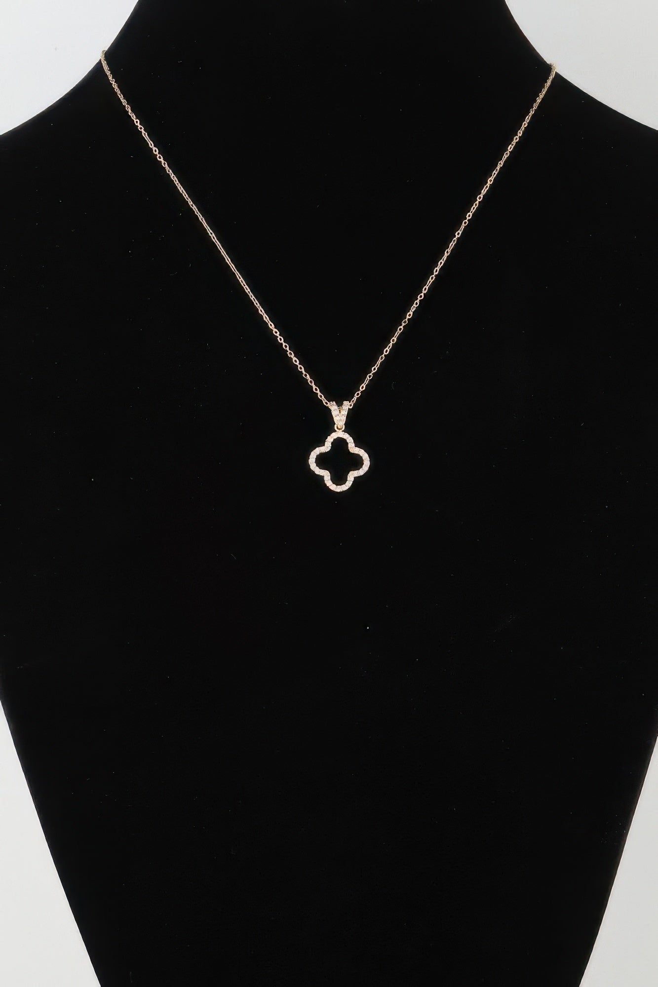 Modest Jeweled Clover Pendant Necklace