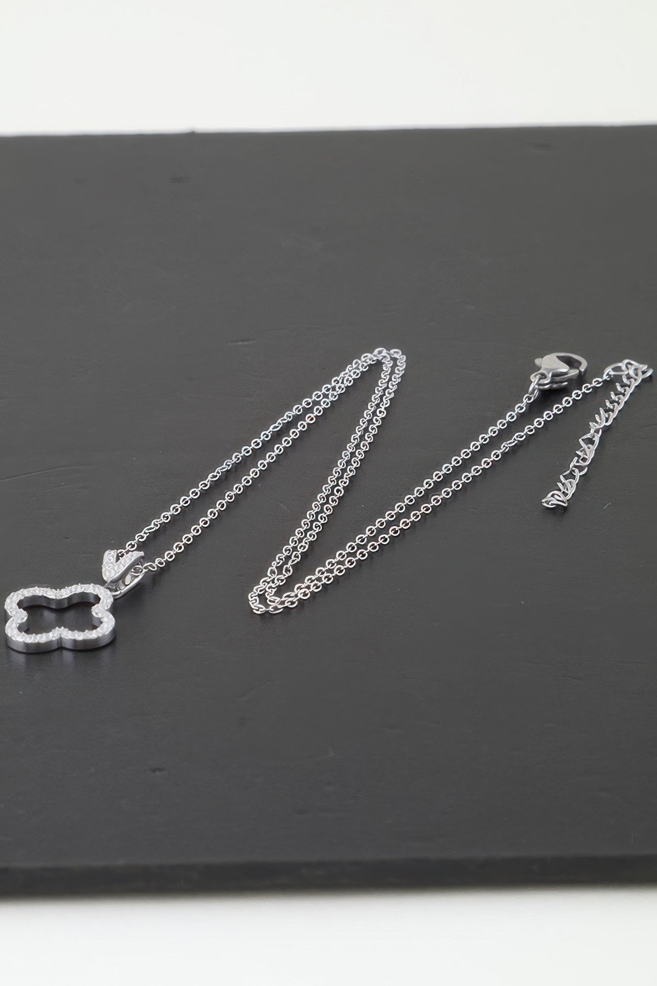 Modest Jeweled Clover Pendant Necklace