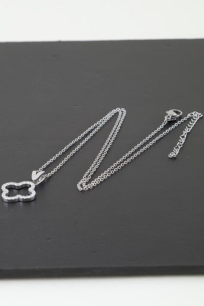 Modest Jeweled Clover Pendant Necklace