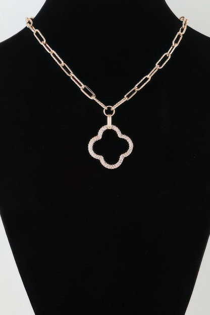 Jeweled Open Clover Chain Necklace
