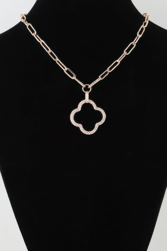 Jeweled Open Clover Chain Necklace