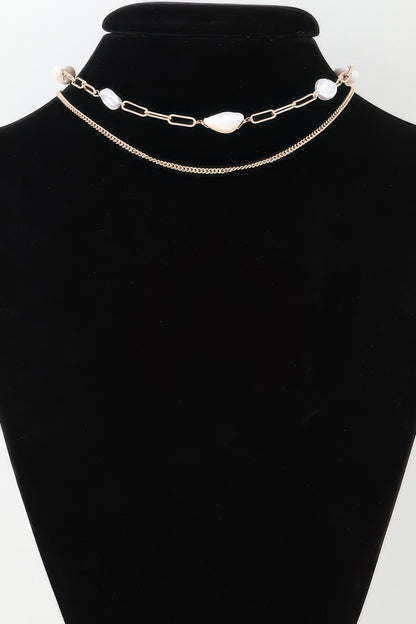 Double Pearl Chain Necklace