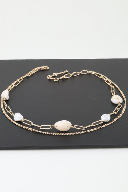 Double Pearl Chain Necklace