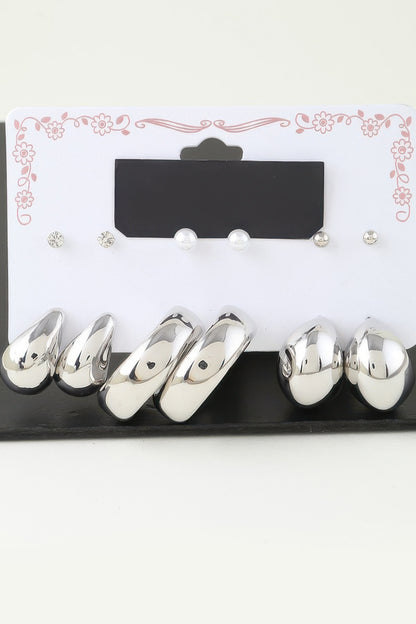 Multi Shiny Modern Hoop Earrings Set