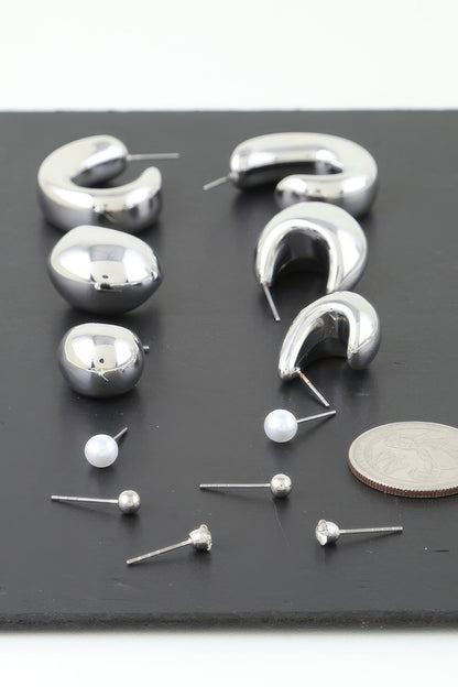 Multi Shiny Modern Hoop Earrings Set