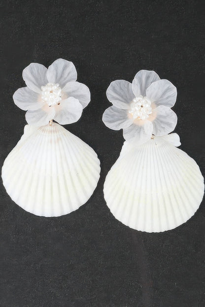 Flower Shell Drop Earrings