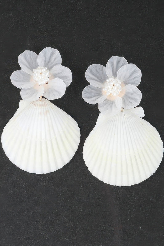 Flower Shell Drop Earrings
