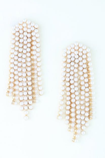 Multi Pearl Curtain Drop Earrings
