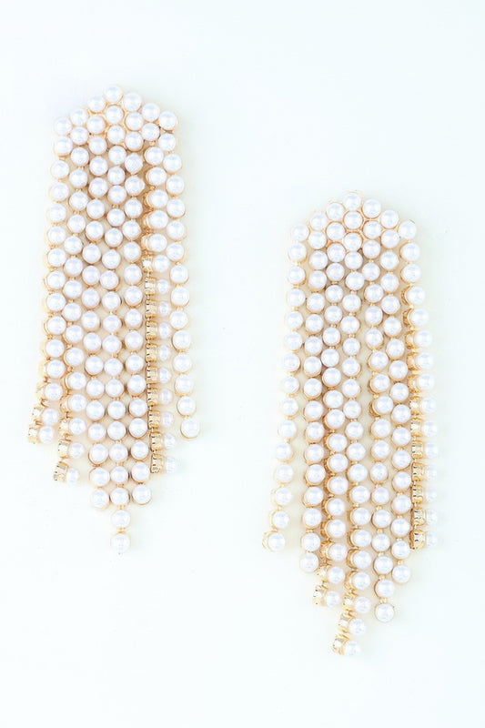 Multi Pearl Curtain Drop Earrings