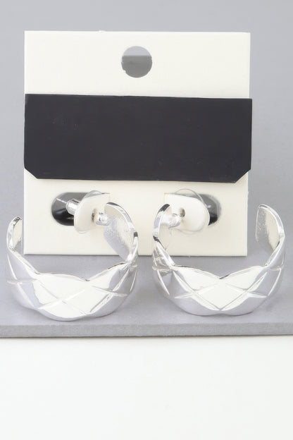 Diamond Quilt Cut Hoop Earrings