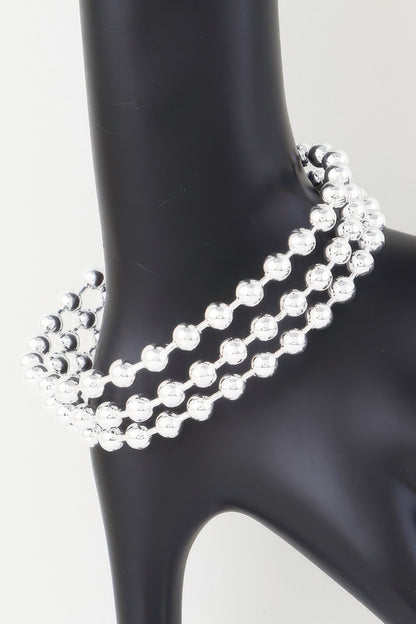 Wide Triple Beaded Cuff Bracelet