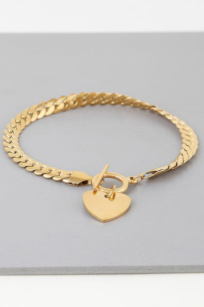 Heart Toggle Curb Chain Bracelet