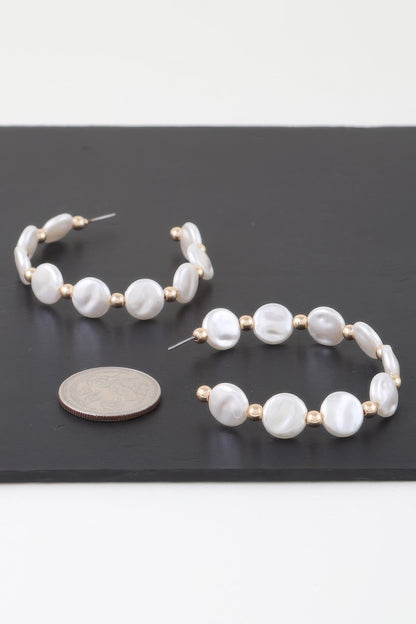 Modern Pearl Beaded Hoop Earrings