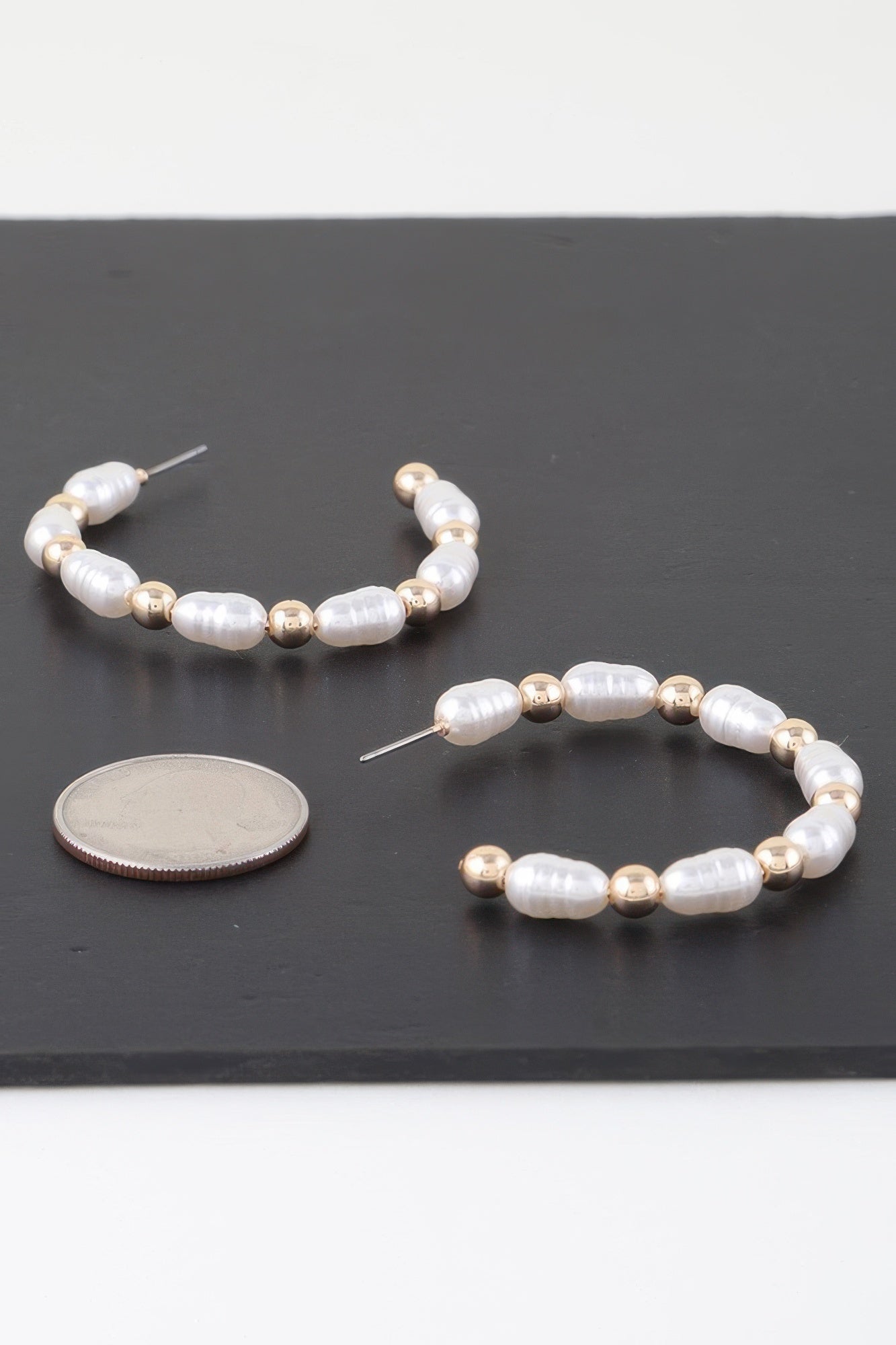 Multi Pearl Beaded Hoop Earrings