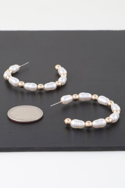 Multi Pearl Beaded Hoop Earrings