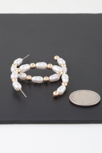 Multi Pearl Beaded Hoop Earrings