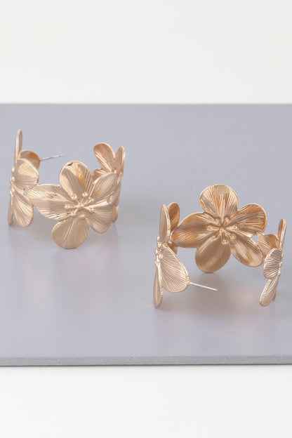 Gold Floral Hoop Earrings