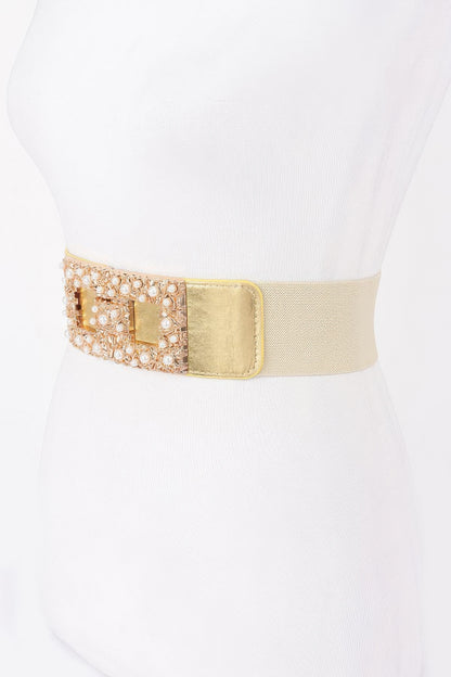 Pearl Metal Buckle Elastic Belt