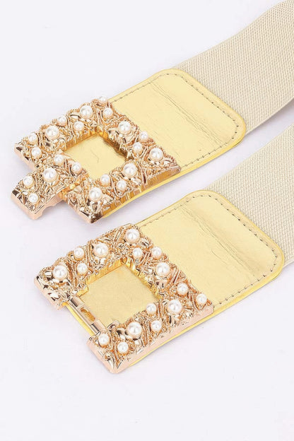 Pearl Metal Buckle Elastic Belt
