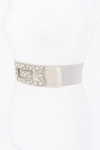 Pearl Metal Buckle Elastic Belt