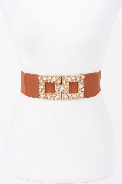 Pearl Metal Buckle Elastic Belt