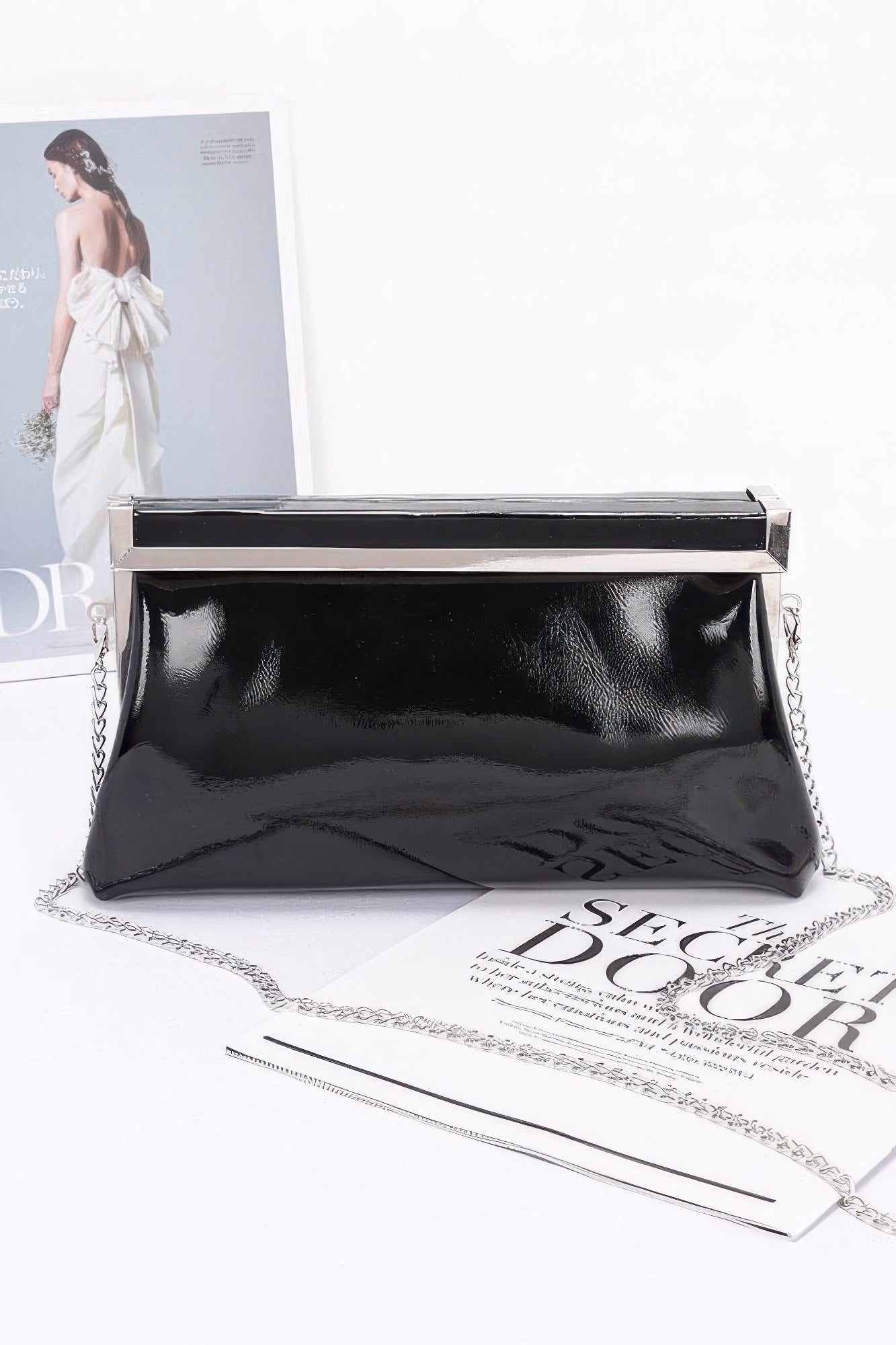 Patent Leather Frame Clutch Bag