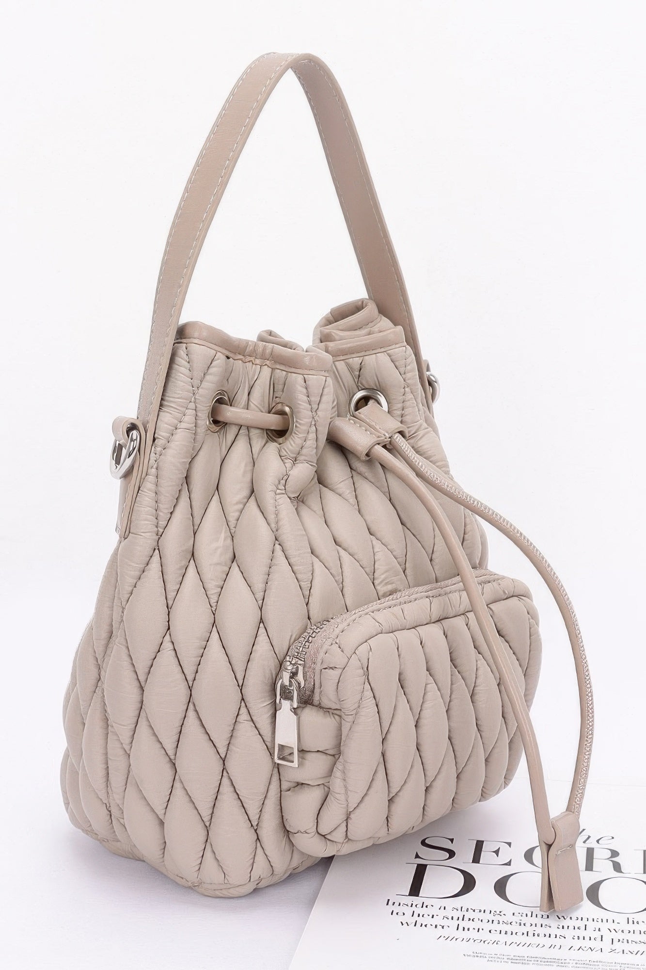 Quilted Faux Leather Bucket Bag