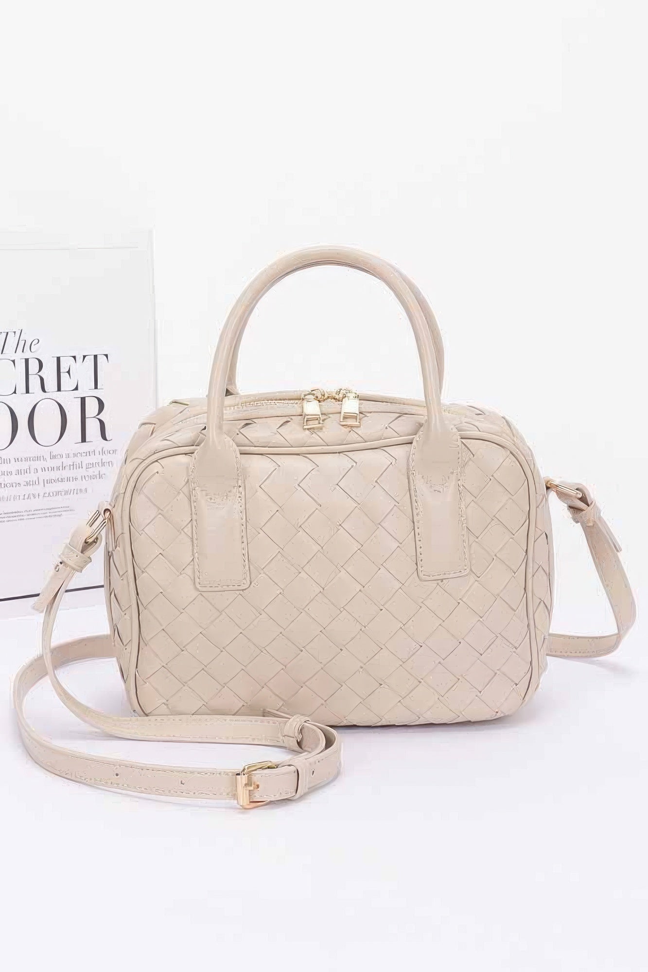 Faux Leather Braided Handbag