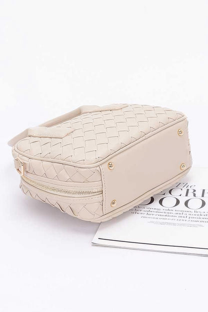 Faux Leather Braided Handbag